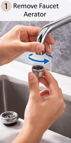 Unscrew your existing faucet aerator